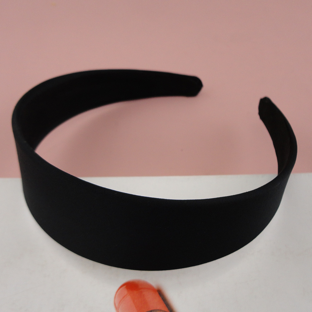 5PCS 3.8cm Black Satin Fabric Covered Plain Plastic wide Headbands for womens girls hairband DIY Handmade women hair accessories
