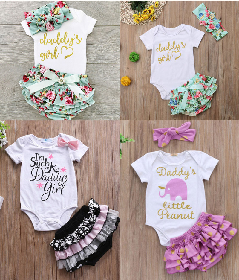Children's Wear Children's Baby Daddy's Girl Robes + shorts +Headband, White