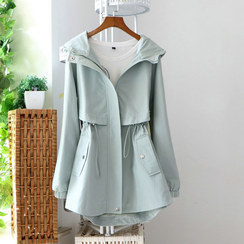Trench Coats Spring Women's Mid-length Solid Color Hooded Slim Trench Coat Long-sleeved Loose Drawstring Waist Windbreaker Z589, Blue
Trench Coats Spring Women's Mid-length Solid Color Hooded Slim Trench Coat Long-sleeved Loose Drawstring Waist Windbreaker Z589, Blue