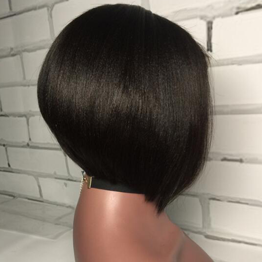 Super Natural And Soft Synthetic Lace Front Wig Bob 12" 14" 16" Natural Black Short Straight Synthetic Lace Front Wig For Black Women