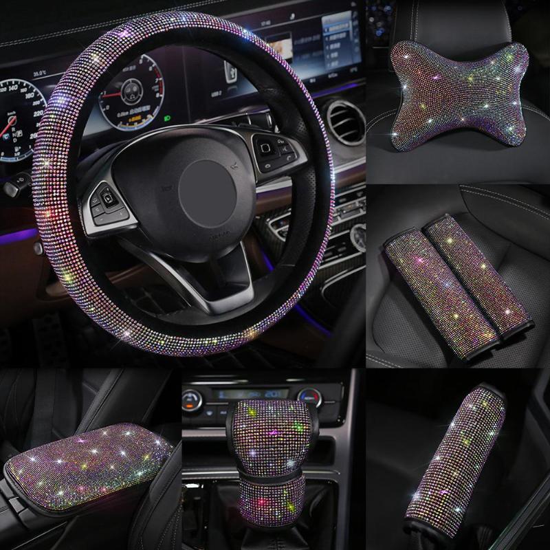 Colorful Rhinestones Crystal Car Seat belt cover pad Gear Shift Set Diamond Steering wheel cover Auto Interior accessories Kit
Colorful Rhinestones Crystal Car Seat belt cover pad Gear Shift Set Diamond Steering wheel cover Auto Interior accessories Kit