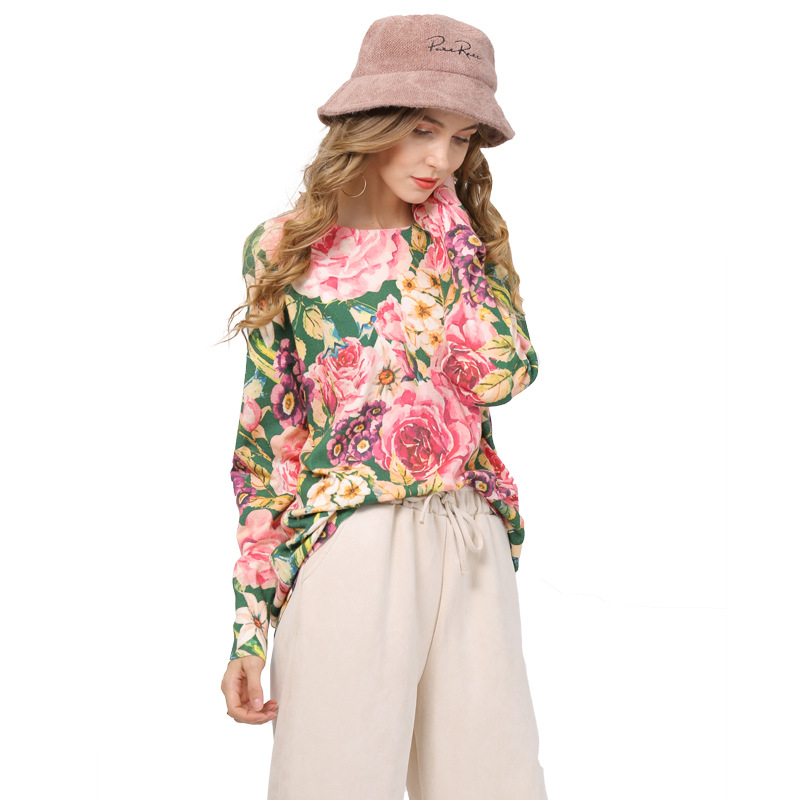 New Cross Border Flower Printed Sweater Women Pullover Sueter Mujer Invierno 2020 Autumn Crew Neck Loose-Fit Sweater Tops D6340, Pink
New Cross Border Flower Printed Sweater Women Pullover Sueter Mujer Invierno 2020 Autumn Crew Neck Loose-Fit Sweater Tops D6340, Pink