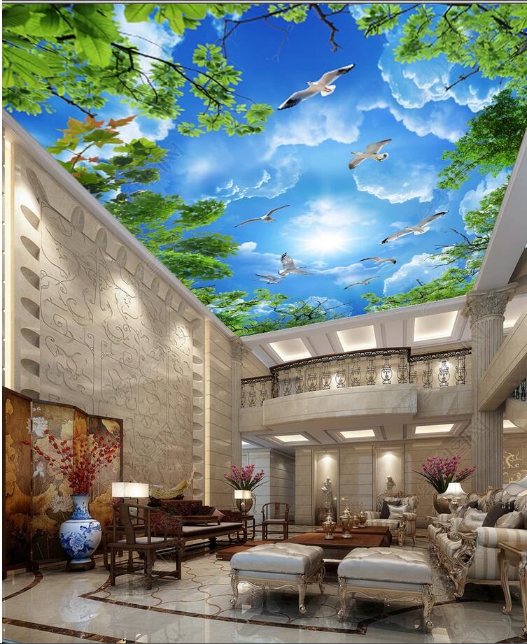 beautiful blue sky white clouds green leaves ceiling zenith mural wall papers home decor designers, Other 
beautiful blue sky white clouds green leaves ceiling zenith mural wall papers home decor designers, Other