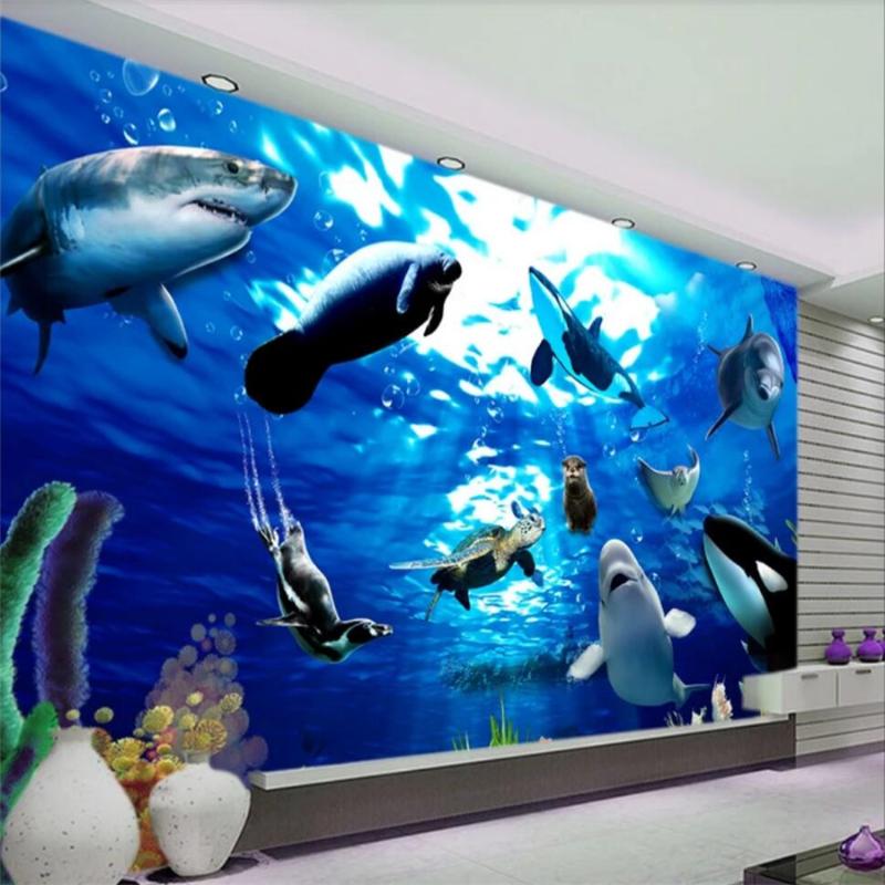 

mural Papel de parede Custom wallpaper 3D 0 murals underwater world animal fine background wall paper decorative painting, As pic