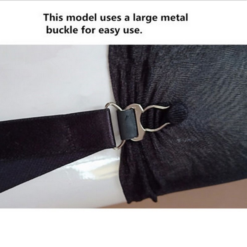 Sexy Women High Waisted Straight Skirt with 4-Metal Buckles Straps Mesh Lingerie Suspender Elastic Garter Belt S-XXL Black White No Stocking