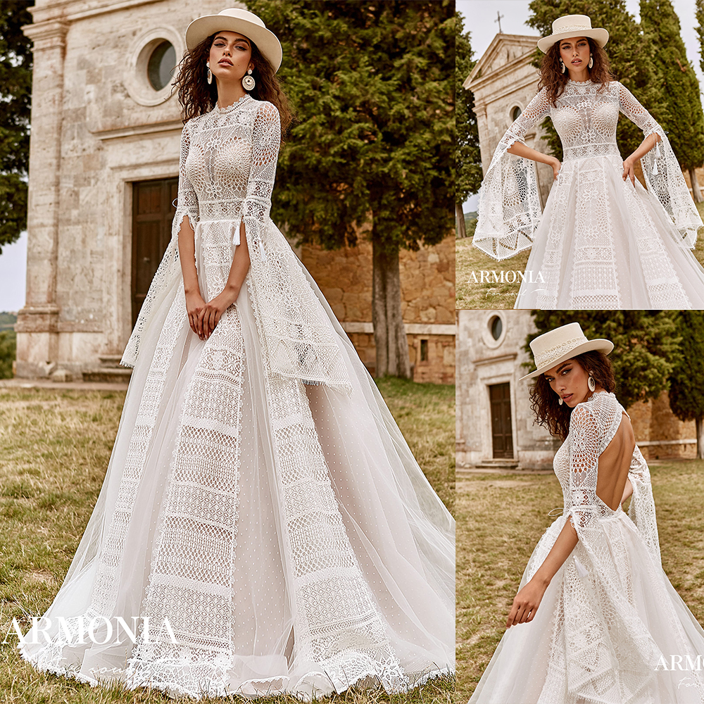 Modest Bohemian Tmarmonia A Line Wedding Dresses High Neck Long Sleeve Tulle Lace Applique Wedding Gowns Sweep Train robe de mariée, Red & white
Modest Bohemian Tmarmonia A Line Wedding Dresses High Neck Long Sleeve Tulle Lace Applique Wedding Gowns Sweep Train robe de mariée, Red & white