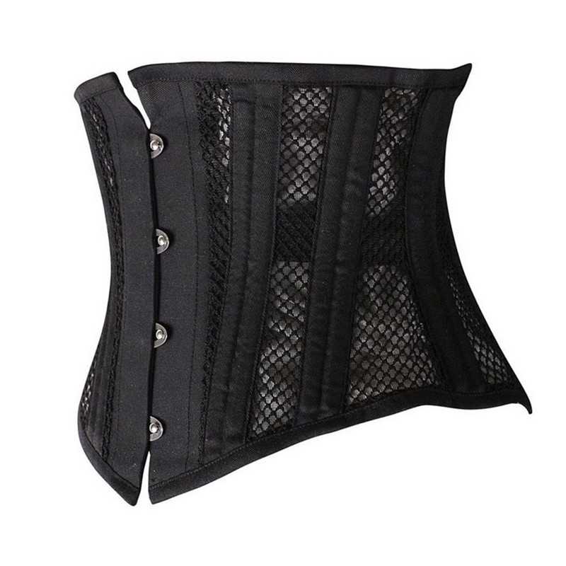 Short Torso 24 Spiral Steel Boned Padded Mesh Waist Trainer Body Shaper Underbust Corset Women Slimming Belt Black White XS-3XL