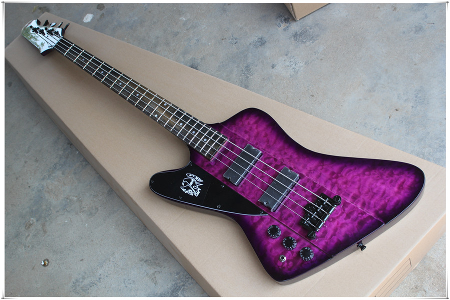 Left-handed 4 Strings Purple Body Electric Bass Guitar with 2 Pickups,Black Hardware,Can be customized 
Left-handed 4 Strings Purple Body Electric Bass Guitar with 2 Pickups,Black Hardware,Can be customized