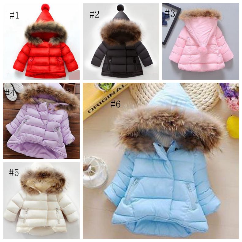 Baby Girl Clothes Fur Collar Kids Hoodies Jacket Long Sleeve Toddler Girls Coat Warm Children Outwear Winter Baby Clothing 6 Colors DW4803