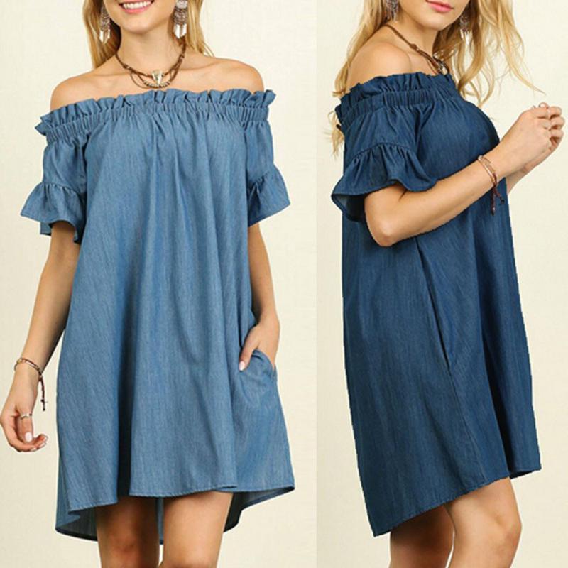 Plus Size 5xl Womens Off The Shoulder blue Denim dress loose Shirt Dress daily office vintage dresses ropa mujer #j4s, Light blue
Plus Size 5xl Womens Off The Shoulder blue Denim dress loose Shirt Dress daily office vintage dresses ropa mujer #j4s, Light blue