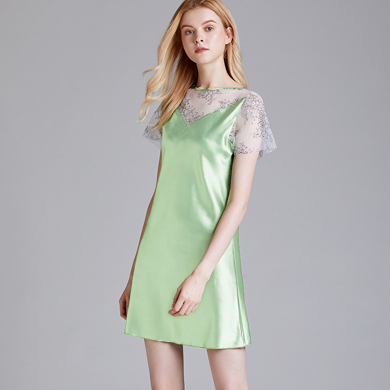 Summer Women Nightgowns Sleepshirts Nightshirts Silk Sleepwear Satin Sexy Short Sleeve Lace Nightdress Embroidery Nightwear, Light green
Summer Women Nightgowns Sleepshirts Nightshirts Silk Sleepwear Satin Sexy Short Sleeve Lace Nightdress Embroidery Nightwear, Light green