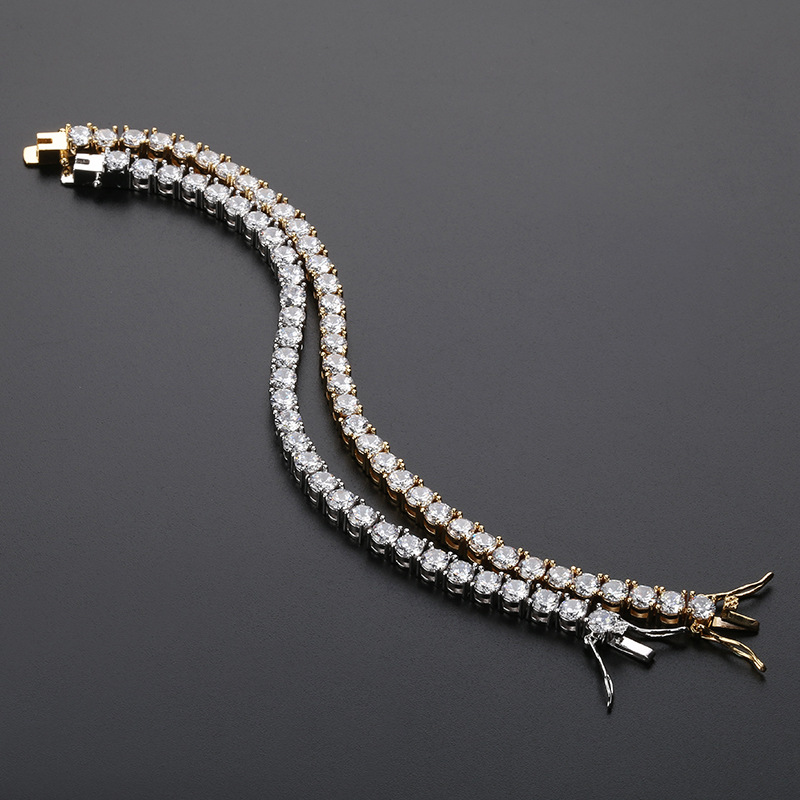 Mens Rose Gold Tennis Bracelets Iced Out Chain Fashion Hip Hop Bracelet Jewelry 5mm