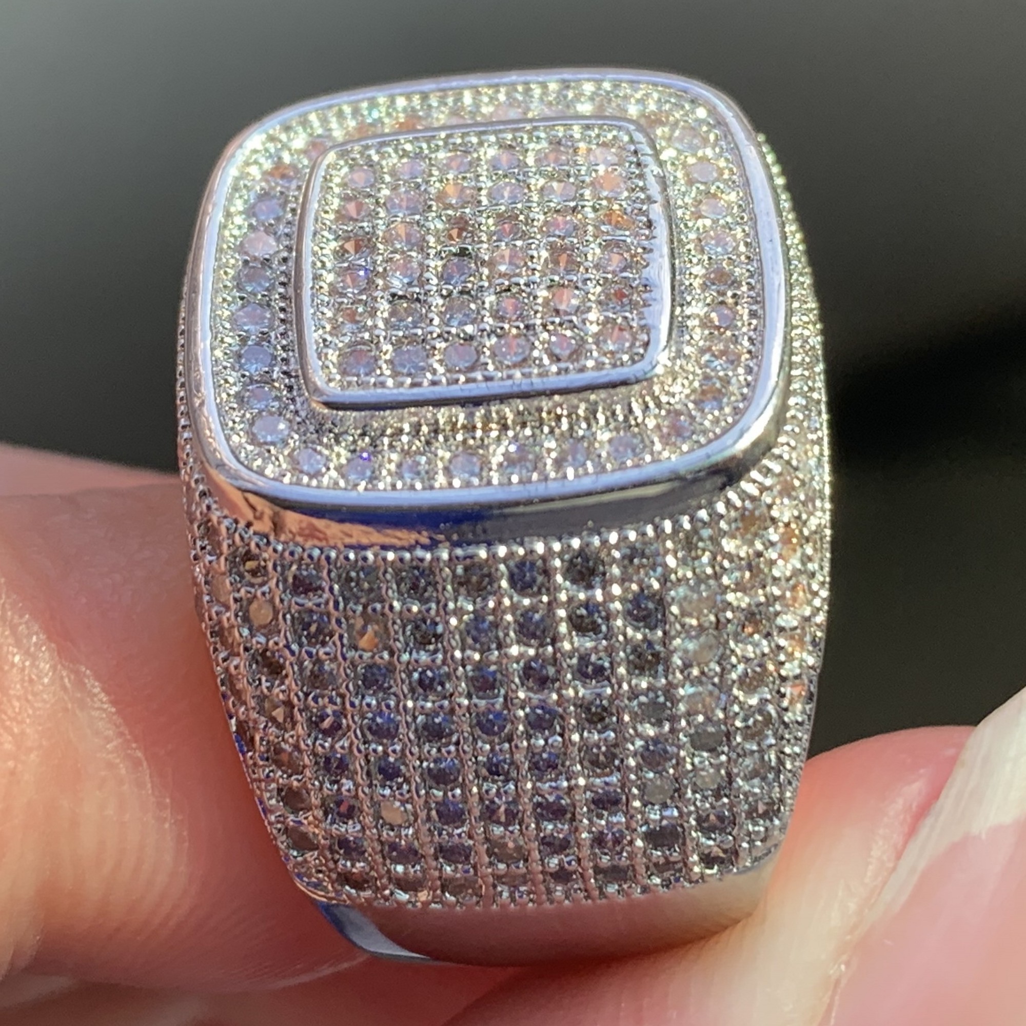 Choucong Hip Hop Shinning Dexule Jewelry 925 Sterling Silver Pave White Sapphire CZ Diamond Party Engagement Wedding Finger Ring for Men