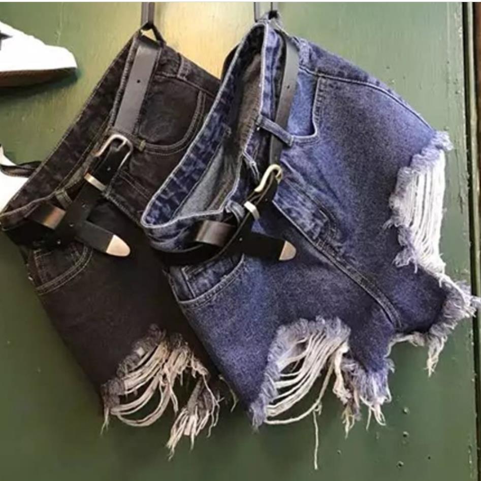 2019 summer Fashion women irregular slim denim shorts high waist straight fringed jeans shorts, Black 
2019 summer Fashion women irregular slim denim shorts high waist straight fringed jeans shorts, Black