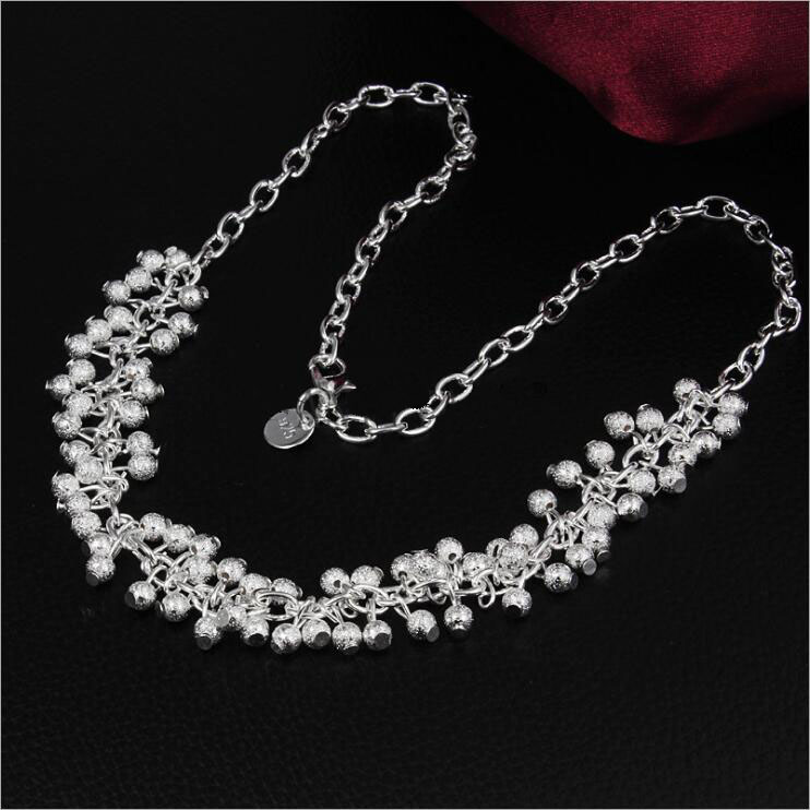 Brand new Six-lane Sand beads sterling silver plate necklace STSN001,fashion 925 silver Chains necklace factory direct sale