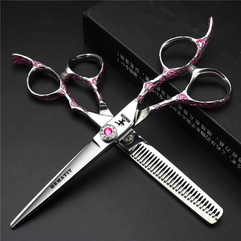 6 inch pink rose pattern professional Japanese 440C hair scissors barber cutting scissors and thinning
6 inch pink rose pattern professional Japanese 440C hair scissors barber cutting scissors and thinning