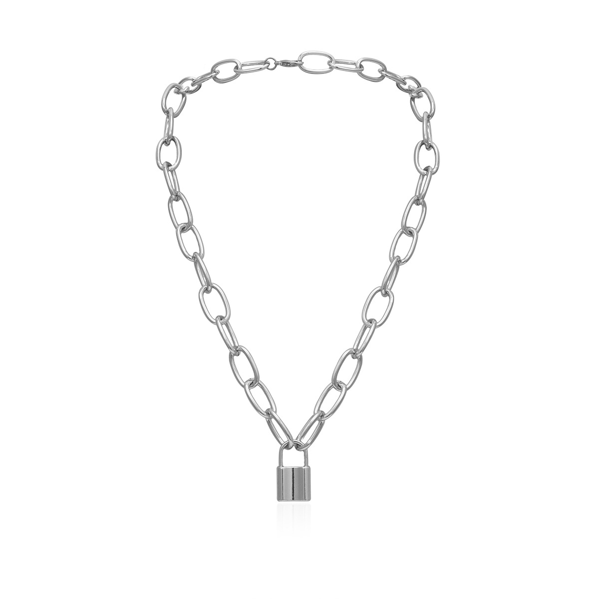 Simple Elegant Lock Shaped Geometric Pendant Necklaces Fashion Padlock For Women Necklace Charms Punk Jewelry Gifts
