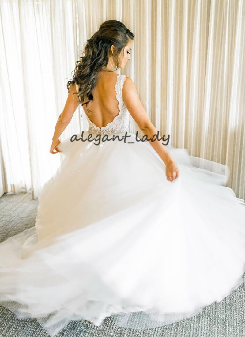 Full Lace Mermaid Wedding Dresses with Detachable Train 2019 V-neck Crystal Sash Outdoor Garden Bridal Gowns Wedding Dress Robe De Mariee