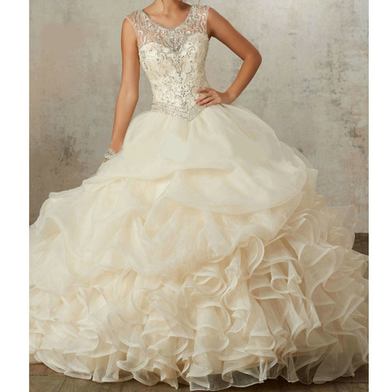 New Sparkling Hot Sale Provence Girl Flavour Shiny Crystal Ivory Quinceanera Dress 2020 High Quality Debutante Gown