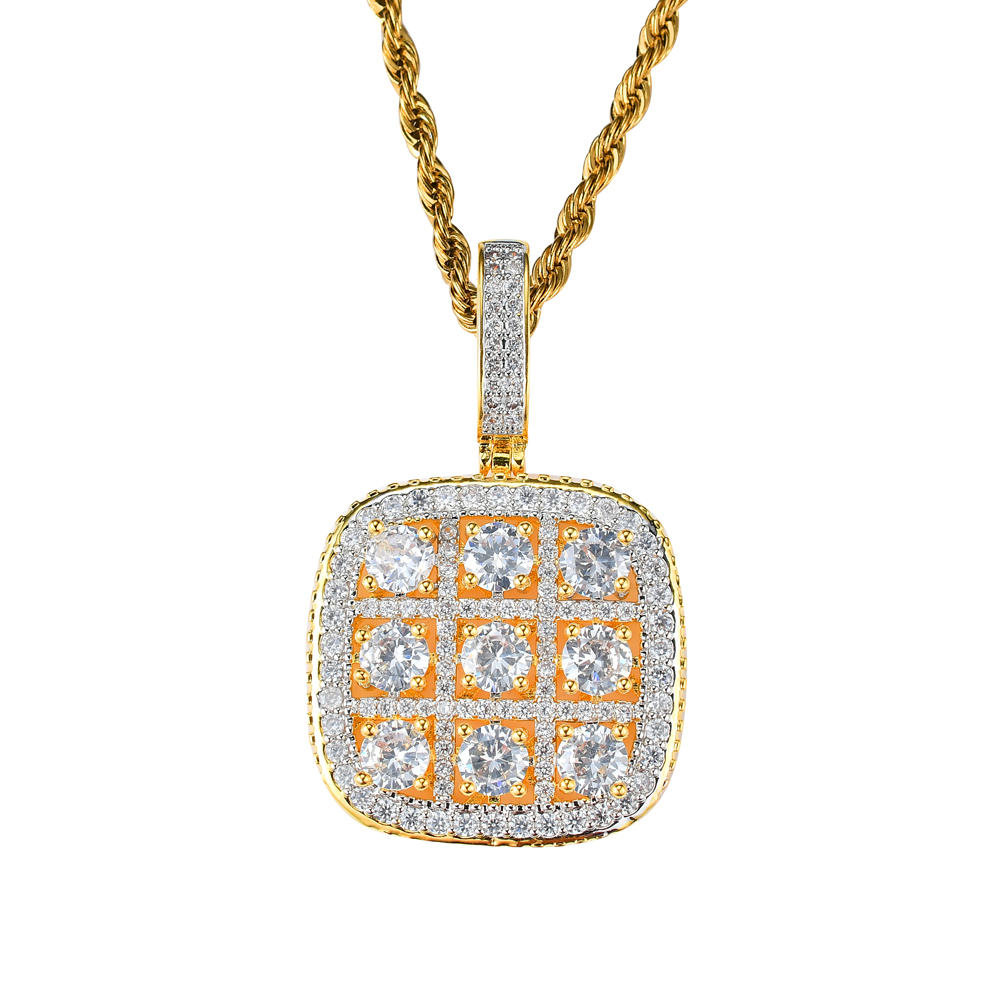 Wholesale- Hip Hop Sudoku Pendant Copper Micro pave with CZ stones Necklace Jewelry for men and women CN022
