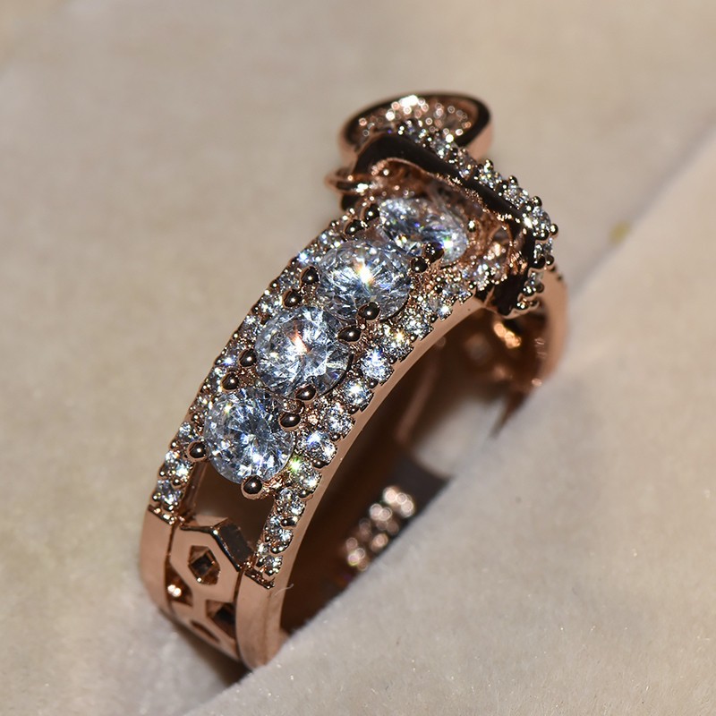 Hot Sale Infinity Brand New 2019 Luxury Jewelry 925 Sterling Silver White Clear Topaz CZ Diamond Key Ring Women Wedding Vintage Band Ring