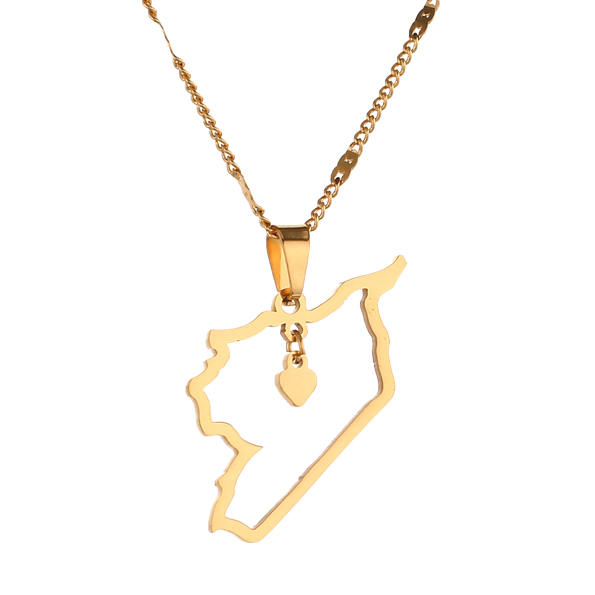 Stainless Steel Syria Map Pendant Necklaces Outline Pendant Necklace Syrians Heart Chain Jewelry
Stainless Steel Syria Map Pendant Necklaces Outline Pendant Necklace Syrians Heart Chain Jewelry