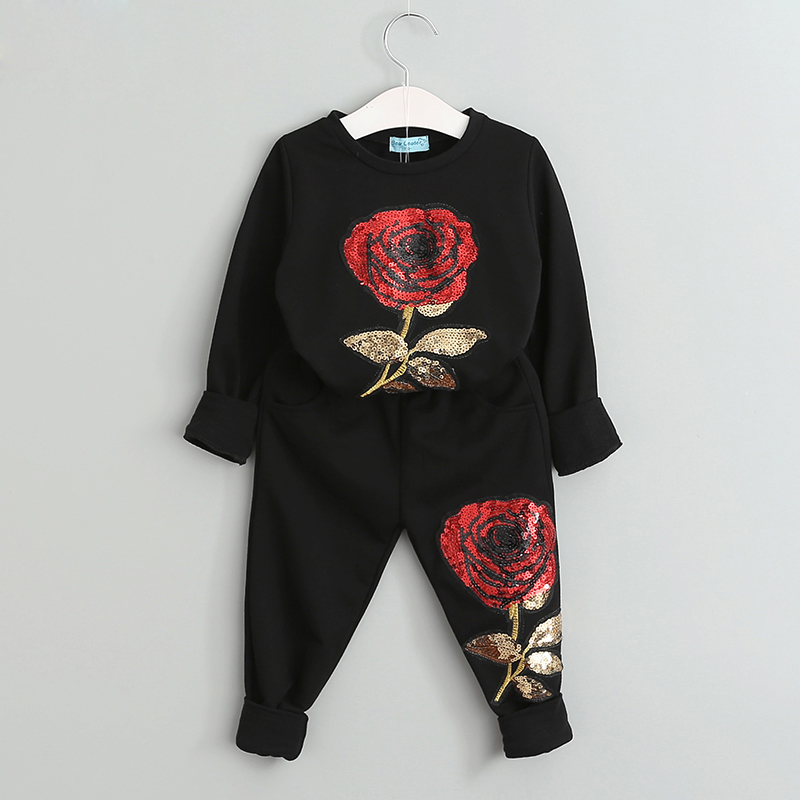 Girls Clothing Sets New Autumn Active girls clothes L Children Clothing Cartoon Print Sweatshirts+Pants Suit 3-7Y
