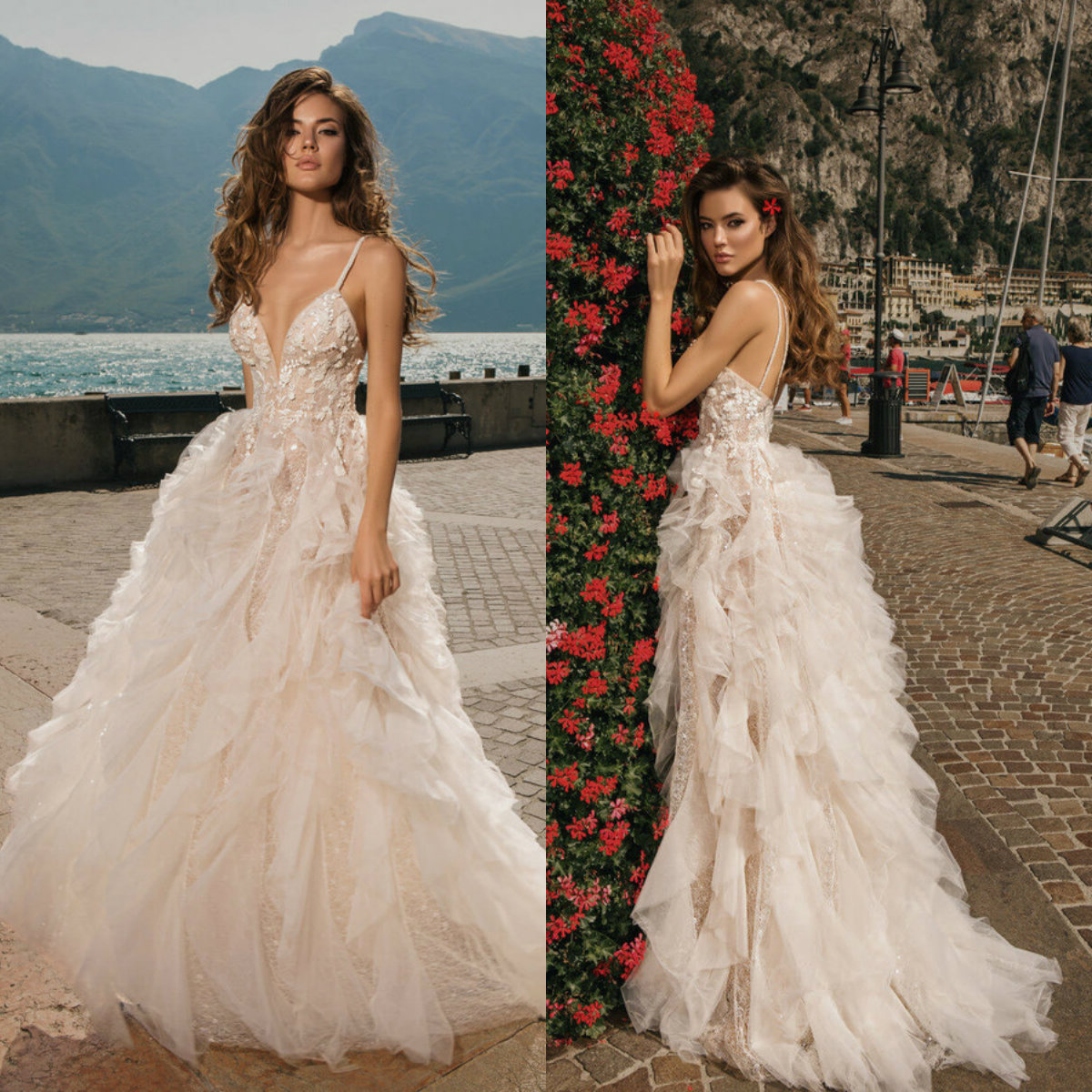 2020 Bohemian Wedding Dresses Spaghetti Appliqued Sleeveless Bridal Gown Ruffles Backless Sweep Train Custom Made Robes De Mariée, Silver
2020 Bohemian Wedding Dresses Spaghetti Appliqued Sleeveless Bridal Gown Ruffles Backless Sweep Train Custom Made Robes De Mariée, Silver