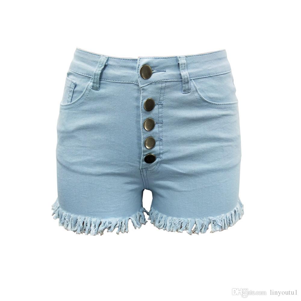 2020 Hot Summer Women Casual High Waisted Short Mini Button Short Pants Black White Sexy Shorts