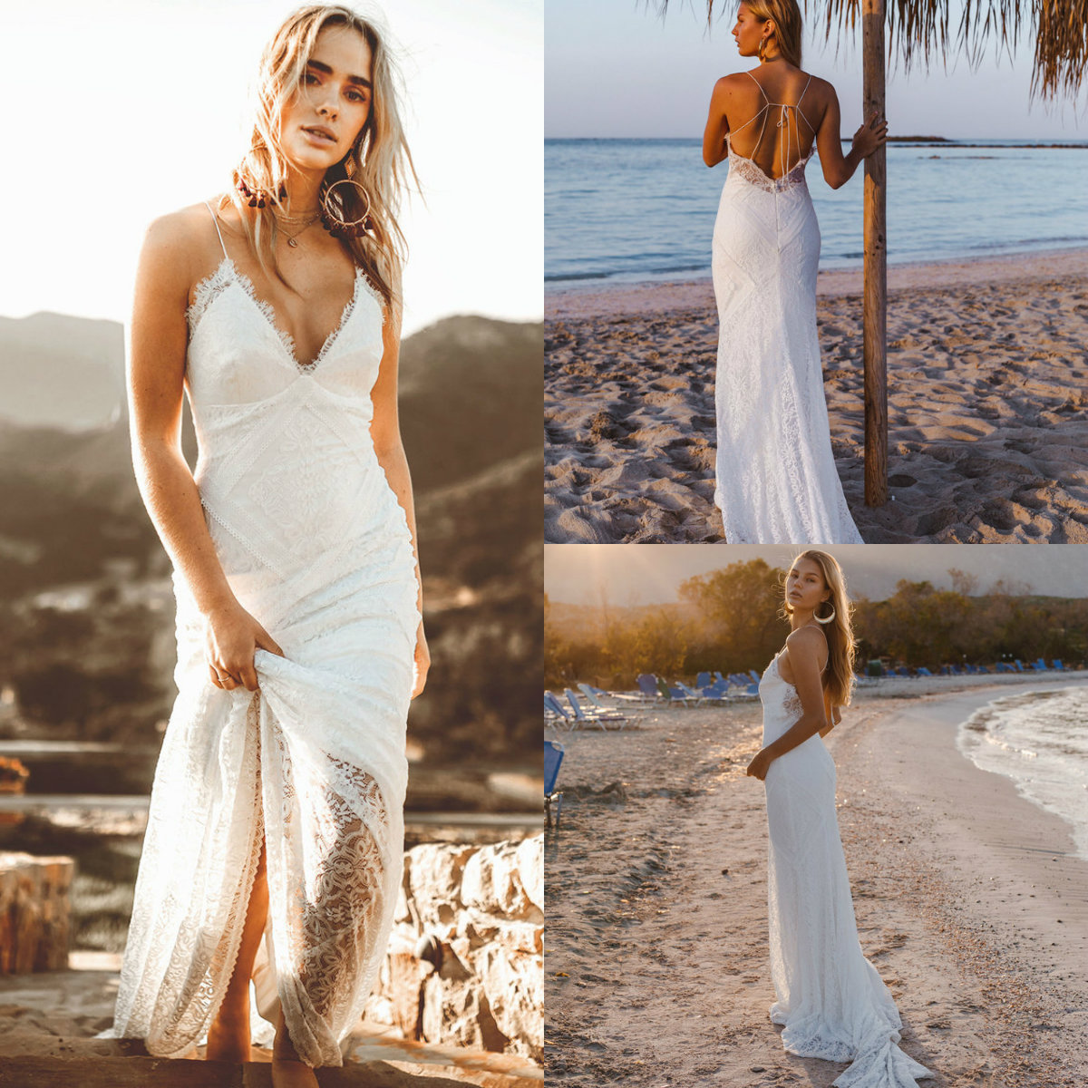 2019 Lace Mermaid Wedding Dresses Spaghetti Sexy Backless Appliques Sweep Train Beach Wedding Dress Custom Made Plus Size Bridal Gowns