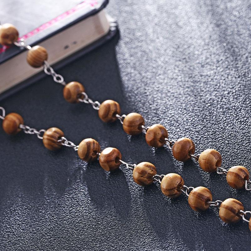 Wholesale- Factory sell 8mm Wooden Beads Brand Necklace Pray Necklace Pray rosary religious beads jewelry necklace Jesus