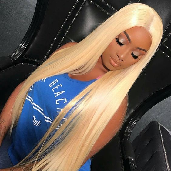 Full Lace Human Hair Wigs 180Density Brazilian Blonde #613 Human Hair Straight Thick Glueless Lace Front Wigs With Baby Hair
