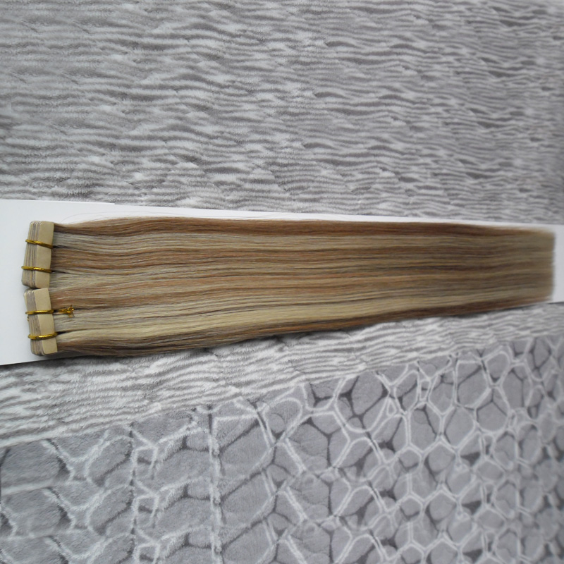 Straight Tape in Extensions Human Hair 100% Real Remy Hair Blonde 100G 40Pcs 10 to 24 Inch Tape in Haar Extension Skin Weft 100% Human Hair
