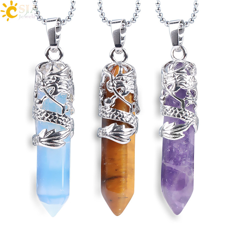 12 Colors Natural Stone Pendant Necklaces for Men Women Tribal Totem Dragon Hexagon Bullet Crystal Opal Tiger Eye Fashion Jewelry
12 Colors Natural Stone Pendant Necklaces for Men Women Tribal Totem Dragon Hexagon Bullet Crystal Opal Tiger Eye Fashion Jewelry