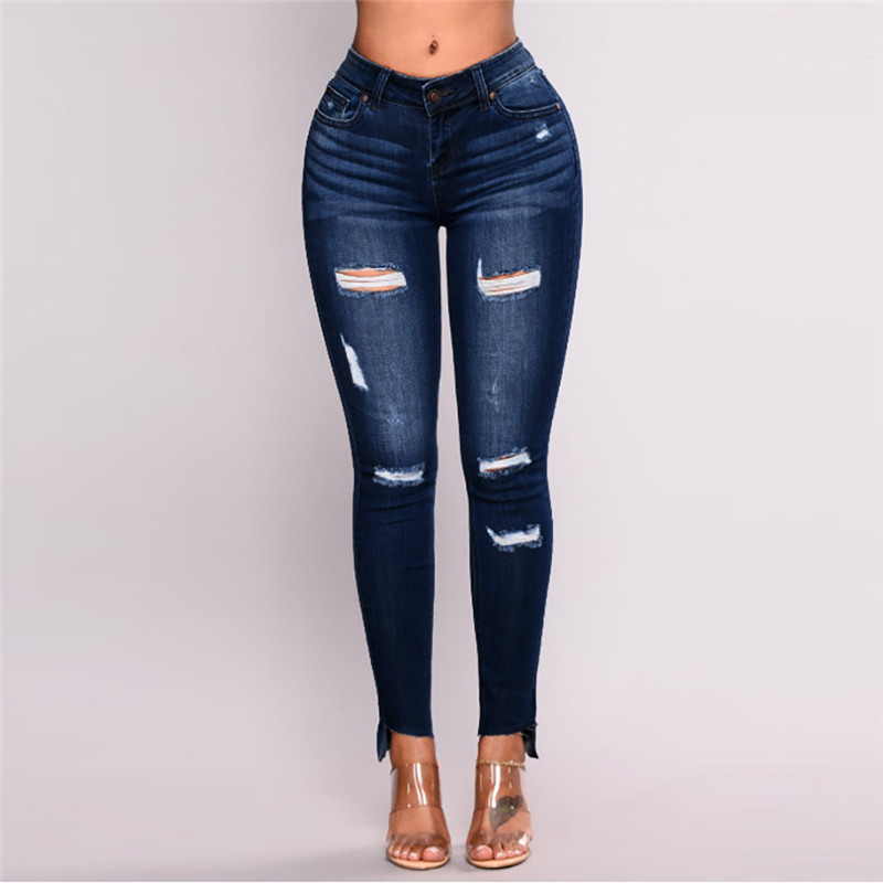Fashion Jeans Boyfriend Women Elastic High Waist Jeans Denim Hole Ripped Female Mid Waist Stretch Slim Sexy Pencil Pants E23, Blue
Fashion Jeans Boyfriend Women Elastic High Waist Jeans Denim Hole Ripped Female Mid Waist Stretch Slim Sexy Pencil Pants E23, Blue