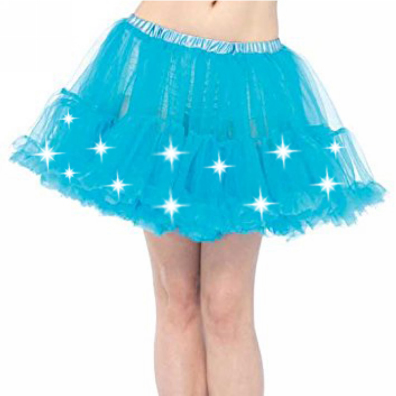 Led Lighting Party Tutu Skirt Women Holloween Christmas Festival Party Stage Show Clubwear Transparent Mesh Tulle Petticoat