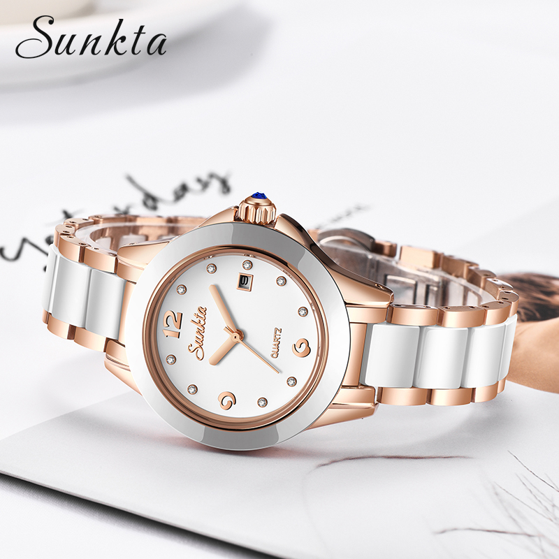 SUNKTA Fashion Women Watches Rose Gold Ladies Bracelet Watches Reloj Mujer 2019New Creative Waterproof Quartz