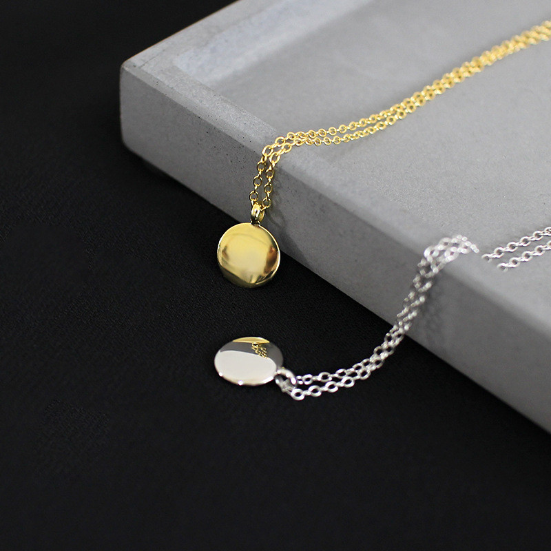 New Simple Style 925 Sterling Silver Geometric Round Circle Necklaces&Pendant For Women Girls Wedding Necklace Fine Jewelry Lovers Gifts