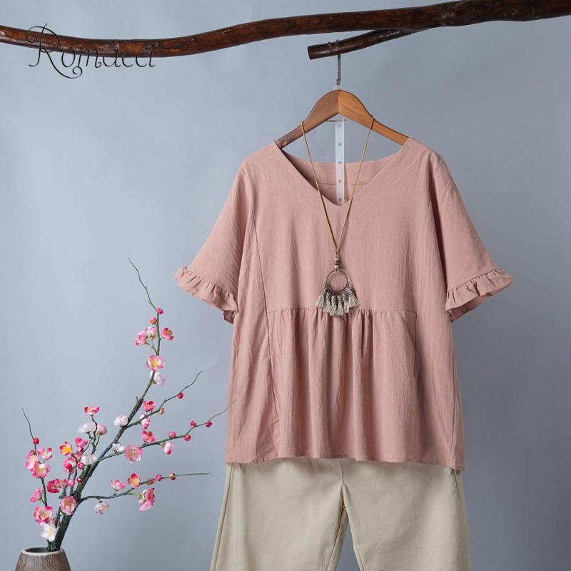 Women Plus Size Ruffle Tops Cotton Vintage V Neck Short Sleeves Top Casual Large Female Summer Loose Breathable T-Shirt, Pink
Women Plus Size Ruffle Tops Cotton Vintage V Neck Short Sleeves Top Casual Large Female Summer Loose Breathable T-Shirt, Pink