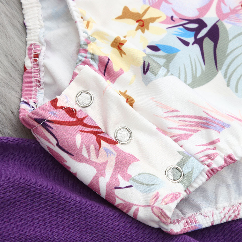 Newborn Baby Clothing Set 3PCs Girls Floral Romper Jumpsuit Tops Pants Headband Outfits Set roupas menina