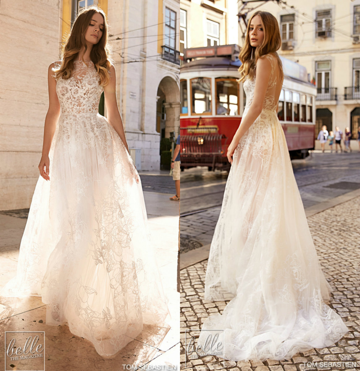 2019 Gali Karten Beach Wedding Dresses Bateau Neck Lace Appliques A Line Backless Sweep Train Boho Bridal Gowns Custom Cheap Wedding Dress