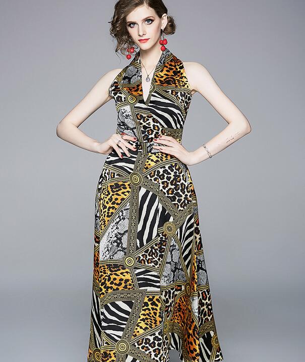2019 summer V-neck Leopard printed sleeveless long A-line women dresses street style dresses, Brown leopard
2019 summer V-neck Leopard printed sleeveless long A-line women dresses street style dresses, Brown leopard