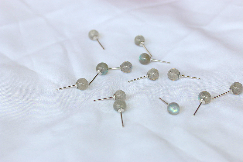 Brand 925 sterling silver semi-precious stones gemstones earrings classic American hand-made designer jewelry moonstone stud earring
