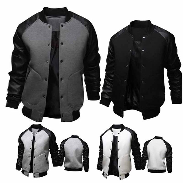 2019 mens designer t shirt new big pocket leather sleeve men's Baseball Jacket British fashion collar coat men's designer jacket WGJK09, White
2019 mens designer t shirt new big pocket leather sleeve men's Baseball Jacket British fashion collar coat men's designer jacket WGJK09, White