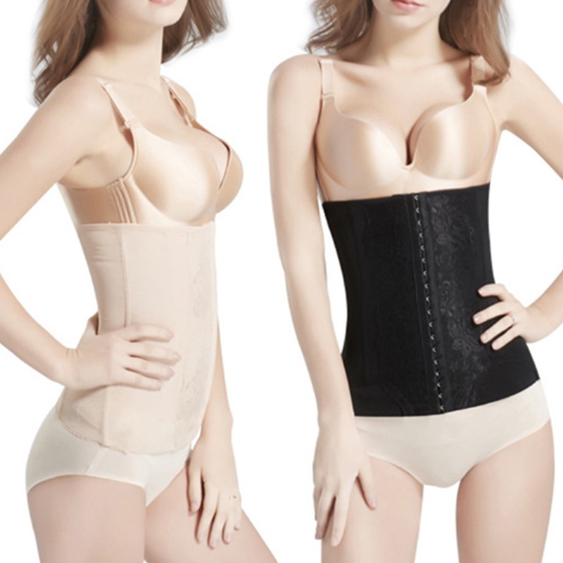 33cm Height Women 7pcs Steel Boned Bodyhuging High Stretch Lace Floral Tummy Breathable Slimming Belt Postpartum Belly Control Body Shaper