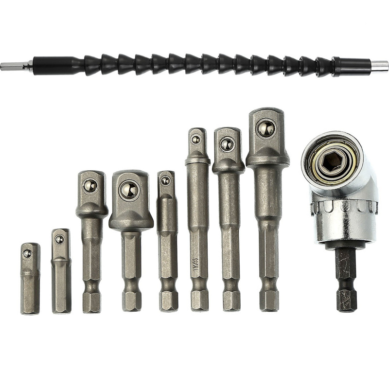 8 Pieces Socket Adapter Impact Hex Shank Drill Nut Driver Power Bits Extension Bar Set 12 Inch with 1 Right Angle Drill 1/ 4 Inc
8 Pieces Socket Adapter Impact Hex Shank Drill Nut Driver Power Bits Extension Bar Set 12 Inch with 1 Right Angle Drill 1/ 4 Inc