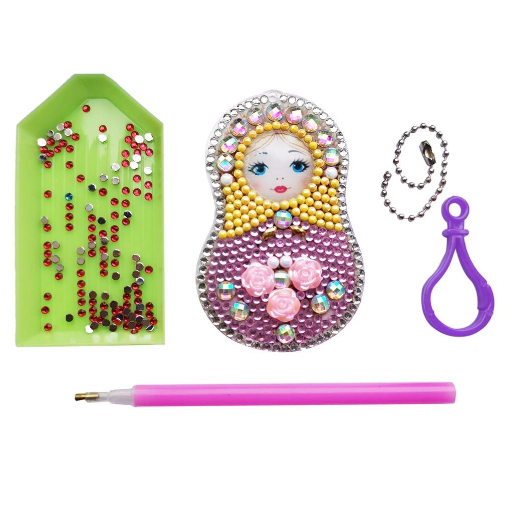 Diy Key Chain Accessories 5D Rhinestone Painting Keychain Key Ring Key Chain Keyring Embroidery Pendant Bag Charms 5pcs/set