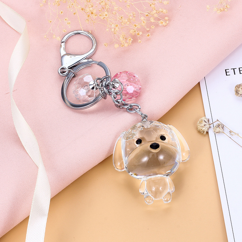 Transparent Crystal Dog Keychain Love Rope Key Chains Decorative Pendants for Women Bags Accessories Car Key Cute Gifts