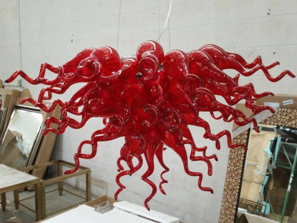 Lampe de salon moderne décor de plafond coquelicot rouge lampes d'art de conception unique LED CE UL 100% lustre en verre soufflé et éclairages s