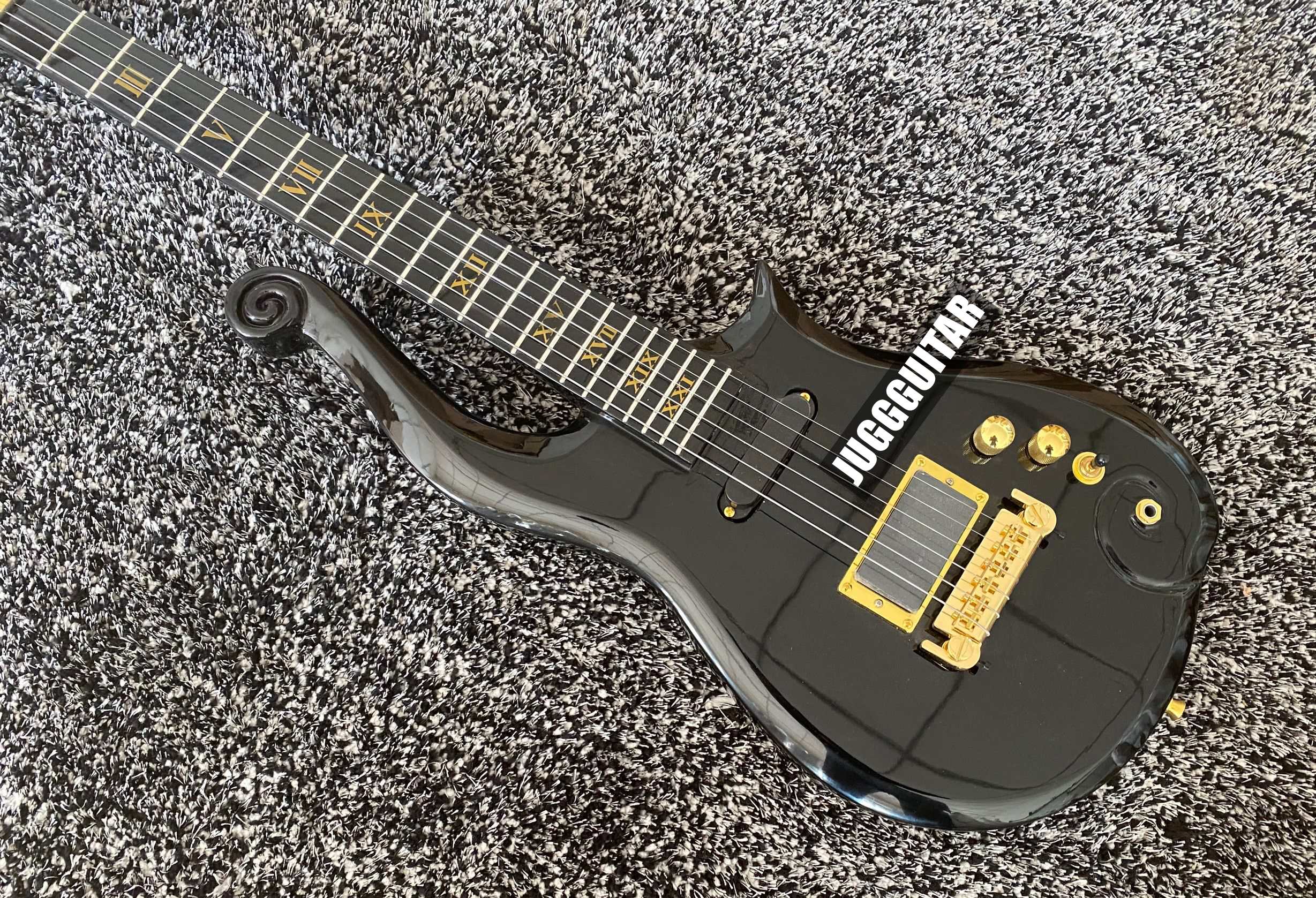 Rare Jimi Hendrix Diamond Series Prince Cloud Black Electric Guitar Gold Roman Numerals Inlay , Metal Trapezoid Truss Rod Cover, EMG Pickup
Rare Jimi Hendrix Diamond Series Prince Cloud Black Electric Guitar Gold Roman Numerals Inlay , Metal Trapezoid Truss Rod Cover, EMG Pickup